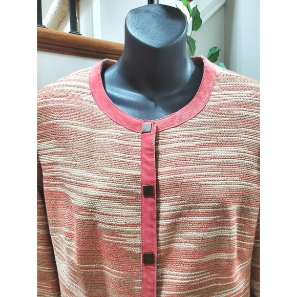 Bandolino Women Multicolor Acrylic Long Sleeve Buttons Front Long Jacket Size 12 - Picture 2 of 12